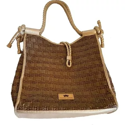 Elaine Turner Sophie Vertical Moroccan Espresso Brown Woven Handbag Large Tote • $37.46