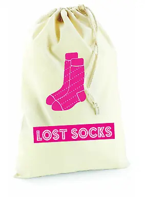 Personalised Sock Storage Bag Natural Cotton Drawstring - Any Colour Print  • £5.40