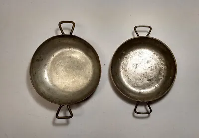 TWO Vintage Copper Tin Lined Gratin Pans With  WELDED Brass Handles • $20