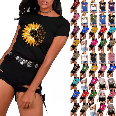 £1.49 • Buy Womens Ladies Sunflower Printed Cap Sleeve Pullover Basic Regular Casual T Shirt