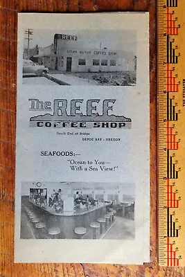 Vintage Paper Menu The Reef Coffee Shop Depoe Bay Oregon Restaurant • $9.50