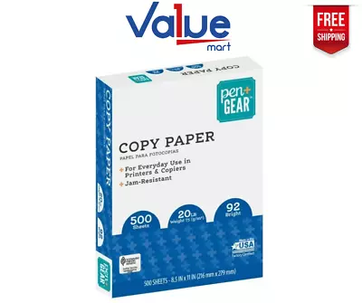 Pen+Gear Copy Paper 8.5  X 11  92 Bright White 20 Lb. 1 Ream (500 Sheets) • $6.22