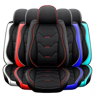 5 Seat Universal Car Seat Cover Deluxe Leather Full Set Cushion Protector Black • $89.99