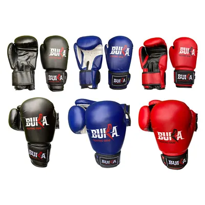 BUKA Leather Boxing Gloves Muay Thai Training Punching Bag Sparring Gloves • $14.99