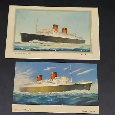 Cunard R M S Mauretania Abstract Of Log NY-Southampton 1958 + Queen Elizabeth PC • $21