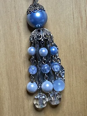 Coro Blue Faux Pearl Dangle 26” Signed Vintage Necklace • $9.99