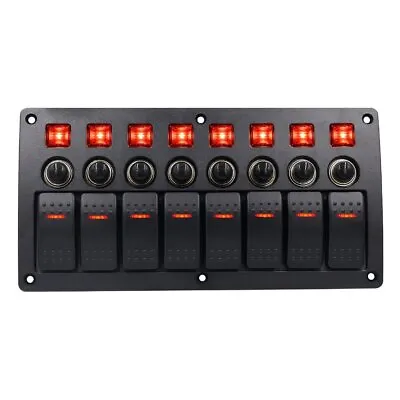 8 Gang Switch Panel LED Rocker Circuit Breaker Toggle For Car Boat Marine • $41.82