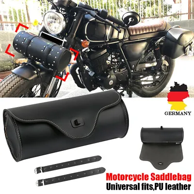 Motorcycle PU Universal 12''' Tool Roll Saddle Round Fork Bag Suitcase Travel • $15.42