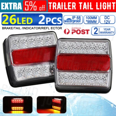$23.69 • Buy 2PCS 26 LED Tail Lights Submersible Waterproof Trailer Caravan Truck Boat Kit AU