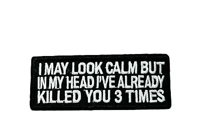 I MAY LOOK CALM BUT Embroidered Jacket Vest Patch Funny Saying Biker Emblem • $4.50