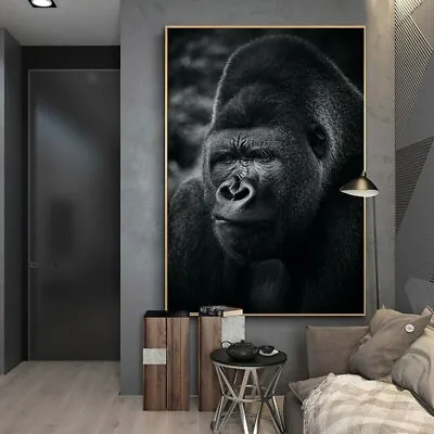 Black Gorilla Canvas Paintings Monkey Wall Art Animal Posters Prints Art Picture • $16.91