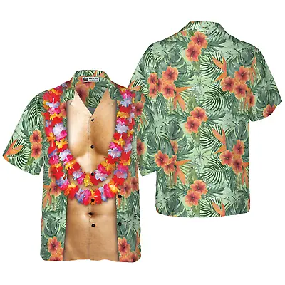 Funny Aloha Tropical Flowers Costume Men Hawaiian Shirt_8783 • $29.99