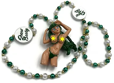 Show Your Tits Booty Mardi Gras Bead Necklace Show Me Something Girl Green • $7.95