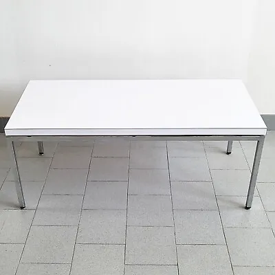 Vintage 1960 Formica White & Steel Chrome 60s 1960s Rectangular Coffee Table • $211.88