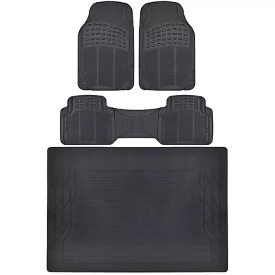 Set Auto Floor Mats Car Truck SUV Black Semi Custom Trimmable W/ Cargo Mat⭐⭐⭐⭐⭐ • $39.99