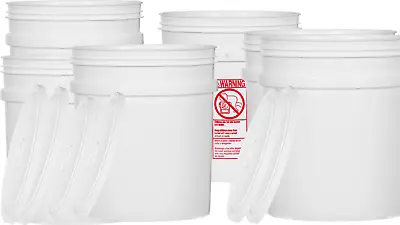 4 Gallon HDPE Plastic Bucket Easy Snap On Lid  Made In USA ( Pack Of 4 Buckets ) • $27