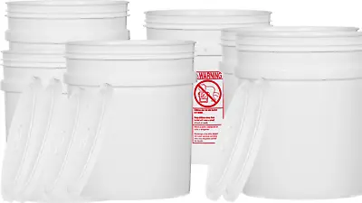 4 Gallon HDPE Plastic Bucket Easy Snap On Lid  Made In USA ( Pack Of 8 Buckets ) • $37