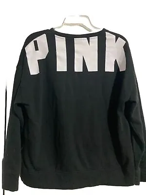 Victoria Secret Pink Pullover Black Sweatshirt Large Logo Women’s Size Medium • $10