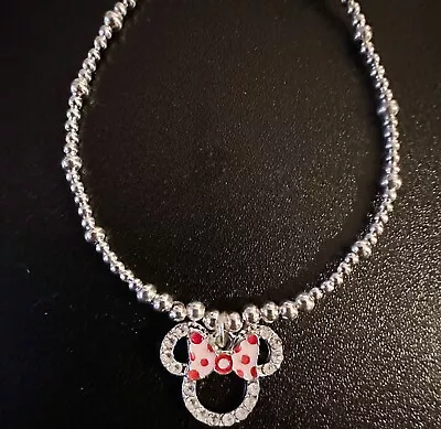 Silver Plated Disney Minnie Mouse Bracelet With Crystal • $17