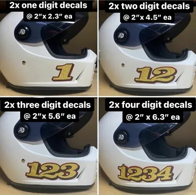 $12 • Buy MOTORCYCLE HELMET NUMBER STICKERS Harley Dyna Fxr Clubstyle Davidson Club Race 