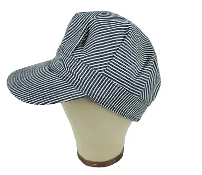 Vintage Hickory Stripe Rairoad Conductor Engineer Snapback Hat Cap USA OSFA NEW • $17.99