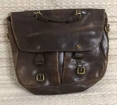 Mulholland Brothers Leather Angler's Laptop Briefcase - Shoulder Bag - Read! • $86.95