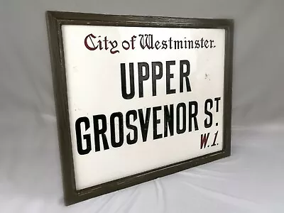 Original 1920s London Street Sign Upper Grosvenor Street W1 City Of Westminster • £795