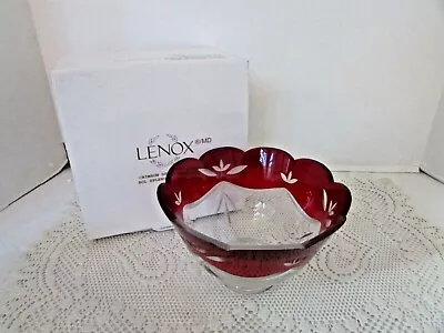 Lenox Crimson Splendor Bowl Ruby Cut To Clear Glass Bowl Romania Nib 6.25  • $24.95