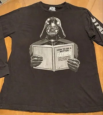 $15 • Buy Star Wars Death Vader T-shirt Large Black LS “How To Be A Better Dad” A++ Cond