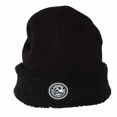 Converse Cuff Beanie ~ Sherpa Black Black • $11.98