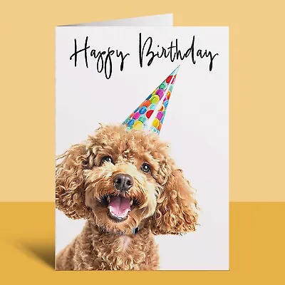 Poodle Dog Birthday Card For Her Him Mum Dad Sister Brother Friend Fun Card • £3.19