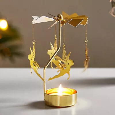 Christmas Candlesticks Romantic Spinning Carrousel Tea Light Xmas Candle HoldeAF • $8.33