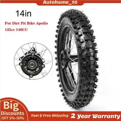 For Dirt Pit Bike Apollo 125cc 140CC 14in Rear Wheel Rim 90/100-14 Tire Assembly • $84.46