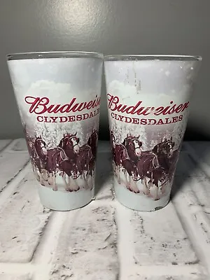 Vintage Budweiser Clydesdales Pint Beer Glasses Set • $16