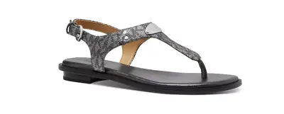 Michael Kors MK Plate Dark Silver Signature Logo Sandal Women's Sizes 5-11/NEW! • $79.95