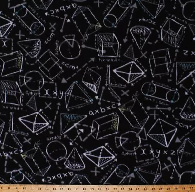 Fleece Geometry Chalkboard Diagrams Equations Math Fleece Fabric Print A234.10 • $10.97