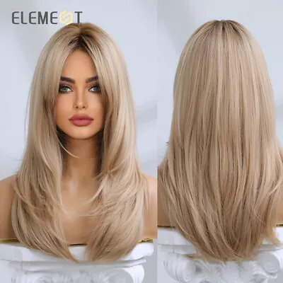 Element Light Blond Hair Wigs With Bangs For Women Long Natural Straight Layered • $18.17