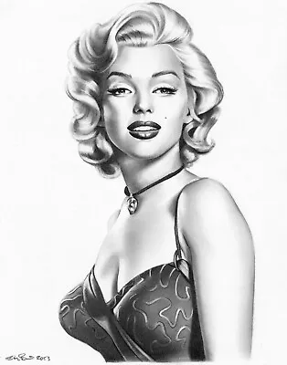 Marilyn Monroe 11x14 Original Graphite Drawing Pin Up Moon Of Baroda Necklace • $100