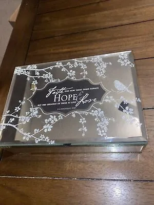 Mirror Trinket Box  Faith Hope Love  Jewelry Box Music Box Plays What A Friend  • $19