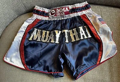 Mens XL World MMA Gear Muay Thai Short Patriotic USA Flag Blue Red White Sparkle • $29.99