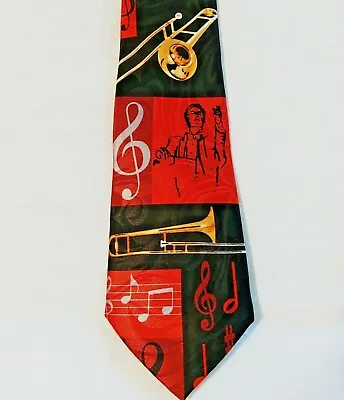 $15.99 • Buy Musical Notes Mens Necktie Treble Clef And Trombone