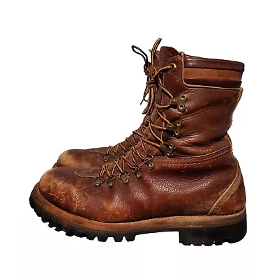 Vintage Herman Survivor 1960's Brown Leather Lace-Up Work Boots Men's Size 10M • $225