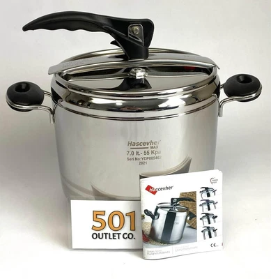 $30 • Buy Hascevher Esila 7 Quart Stove Top Pressure Cooker Stainless Steel Cookware