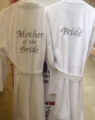 Personalised Wedding Day Waffle Bathrobe Dressing Gown Bride Bridesmaid Bridal • £25