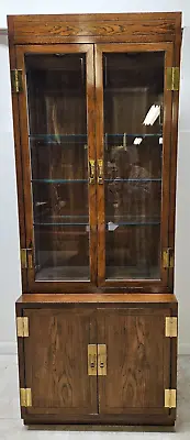 Henredon Scene One Curio Cabinet Hutch Display  Campaign Oak China Cabinet B • $1529.10