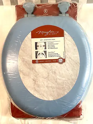 Mayfair Sky Blue Soft Cushioned Round Sta-Tite Toilet Seat By Bemis New Sealed • $29.99