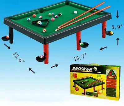 Table Top Mini Pool Table Game 16 X 13 Toy Snooker Games Novelty Small Cues Smal • $26.24