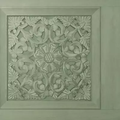 Fine Decor Carved Wood Panel Sage Green Wallpaper Modern Floral Contemporary • £13.99