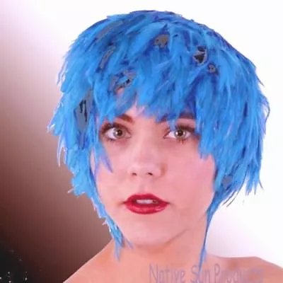 $17.95 • Buy Wig TURQUOISE BLUE Rooster Hackle Feathers Halloween Costume Punk Retro New 