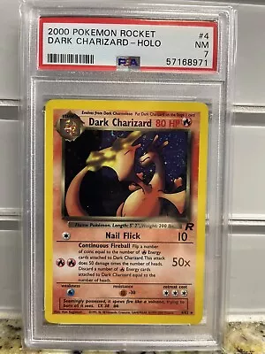 PSA 7 2000 Pokémon Team Rocket Dark Charizard 4/82 Holo - FREE S/H! • $139.99